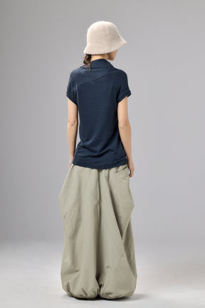 MUTED BLUE MINIMALIST CAP SLEEVED TOP