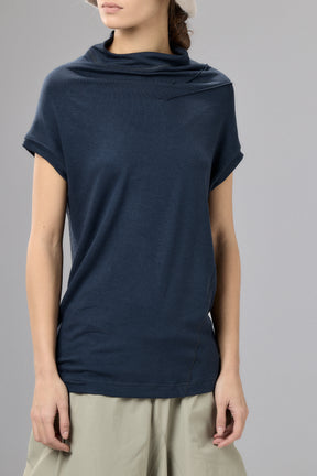 MUTED BLUE MINIMALIST CAP SLEEVED TOP