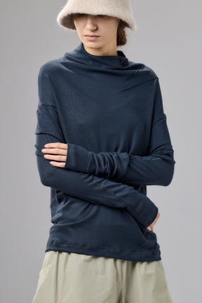 MUTED BLUE MINIMALIST LONG SLEEVE TOP