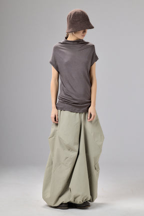 MUTED BLUE MINIMALIST CAP SLEEVED TOP