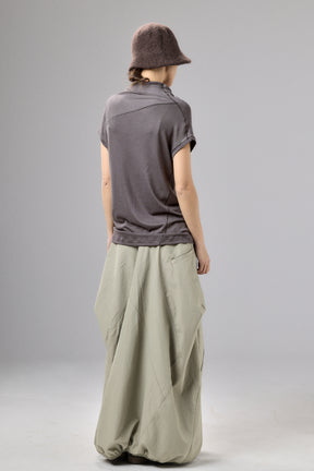 BROWN-GRAY MINIMALIST CAP SLEEVED TOP