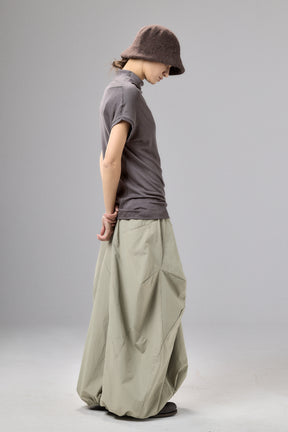 BROWN-GRAY MINIMALIST CAP SLEEVED TOP