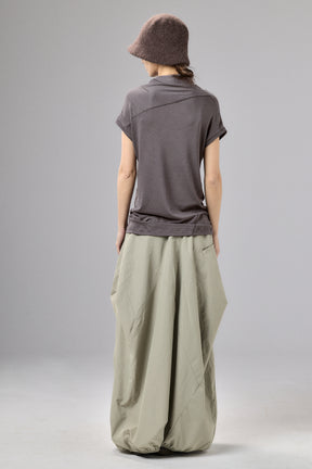 BROWN-GRAY MINIMALIST CAP SLEEVED TOP