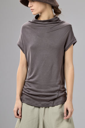 BROWN-GRAY MINIMALIST CAP SLEEVED TOP