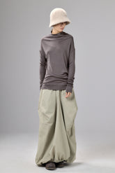 BROWN GRAY MINIMALIST LONG SLEEVE TOP