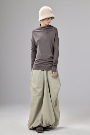 BROWN GRAY MINIMALIST LONG SLEEVE TOP