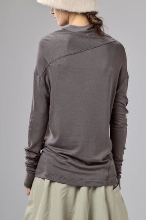 BROWN GRAY MINIMALIST LONG SLEEVE TOP