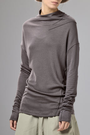 BROWN GRAY MINIMALIST LONG SLEEVE TOP