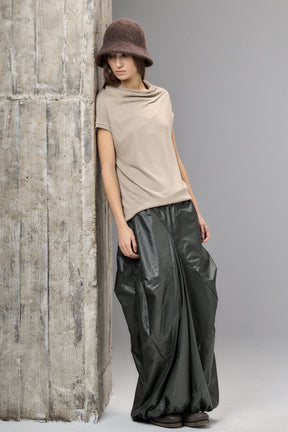 MUTED BLUE MINIMALIST CAP SLEEVED TOP