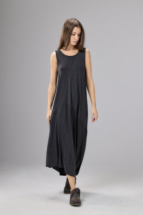 LOOSE CHARCOAL DRAPED MAXI DRESS