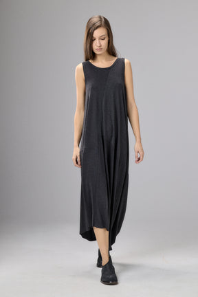 LOOSE CHARCOAL DRAPED MAXI DRESS