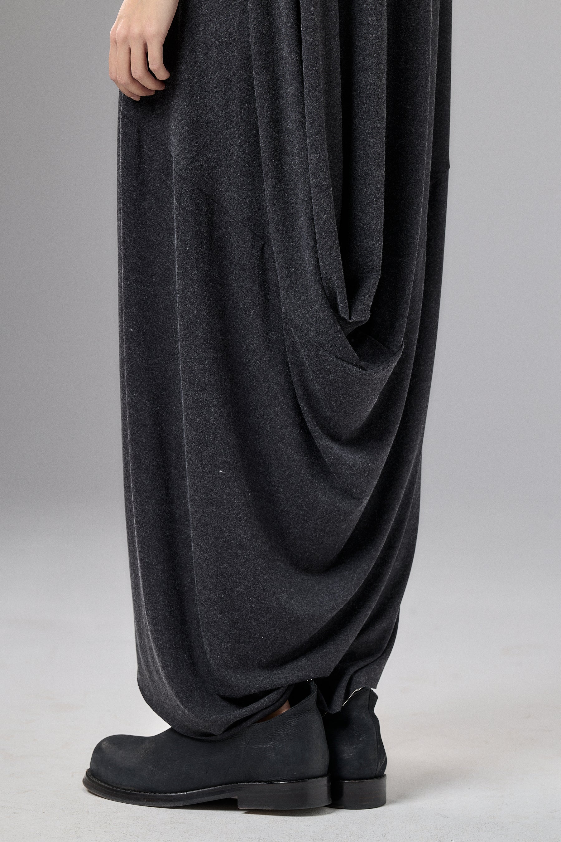 LOOSE CHARCOAL DRAPED MAXI DRESS