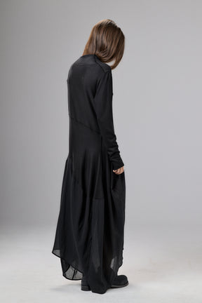BLACK LONG SLEEVED MAXI DRESS