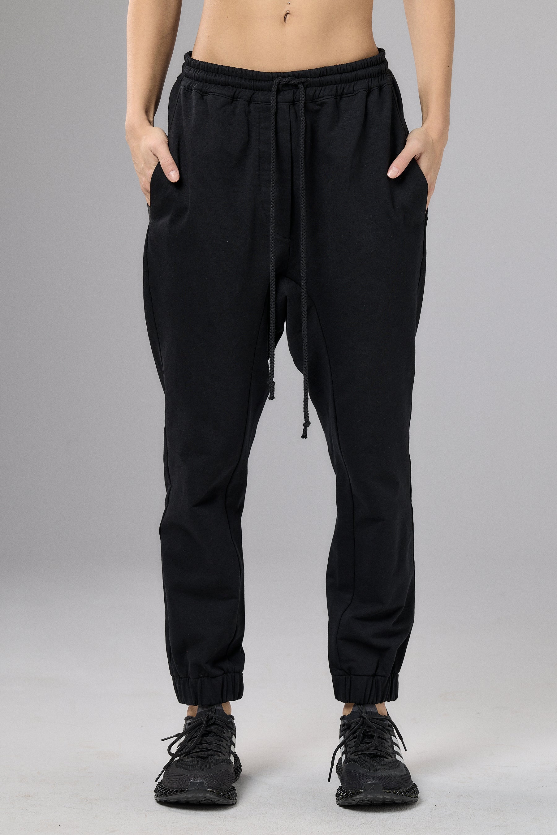 BLACK BONDED CASUAL PANTS