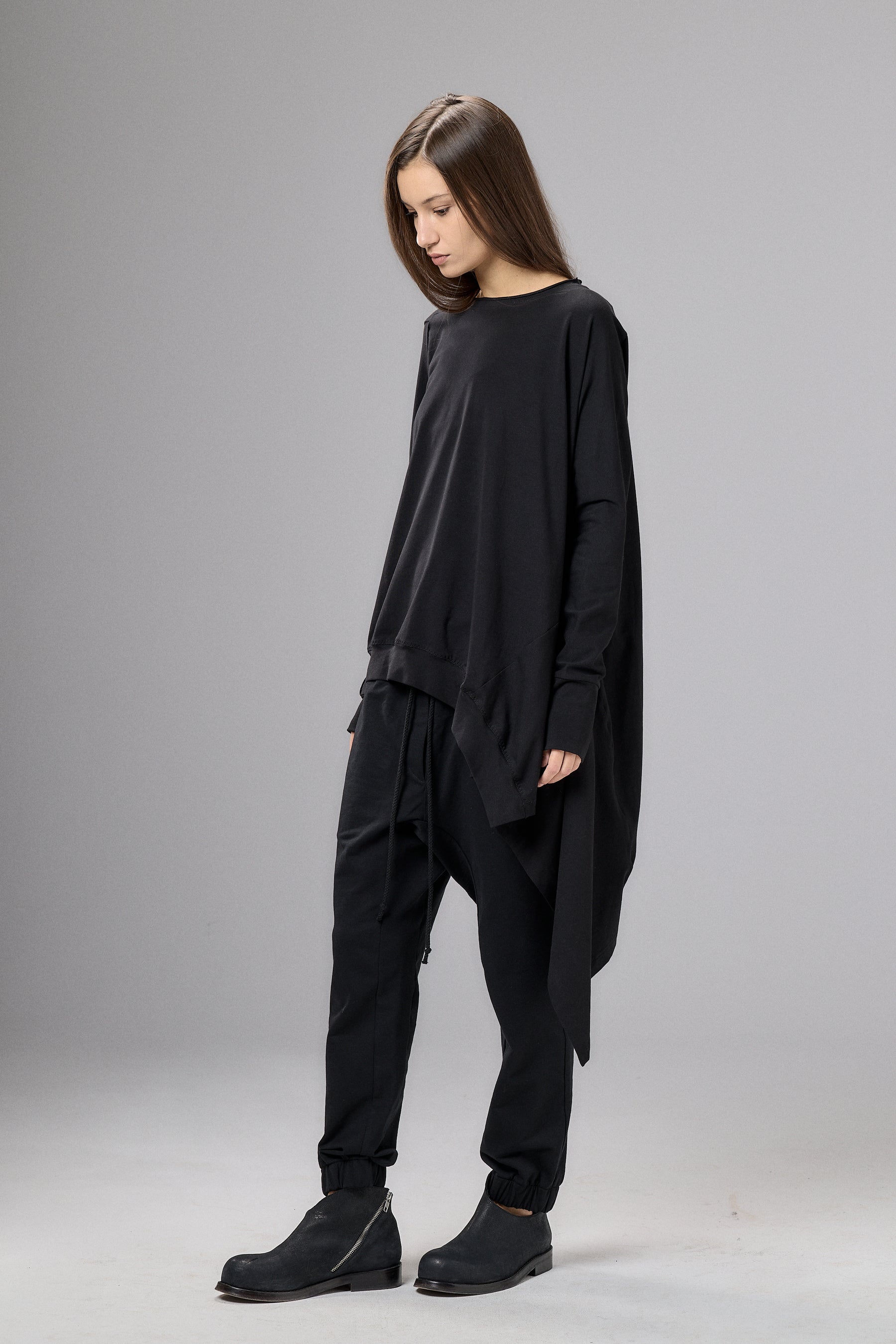 ASYMMETRICAL BLACK TUNIC TOP