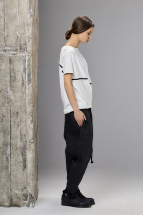 ASYMMETRICAL DRAPED OFF-WHITE BLOUSE