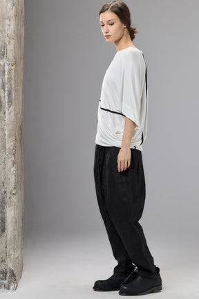 ASYMMETRICAL DRAPED BLACK BLOUSE