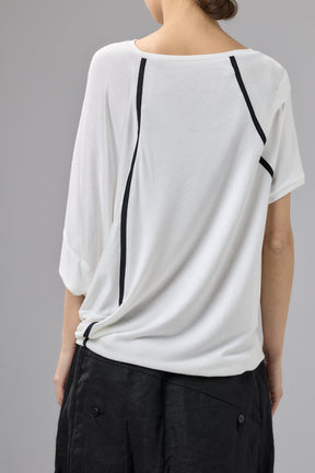 ASYMMETRICAL DRAPED BLACK BLOUSE