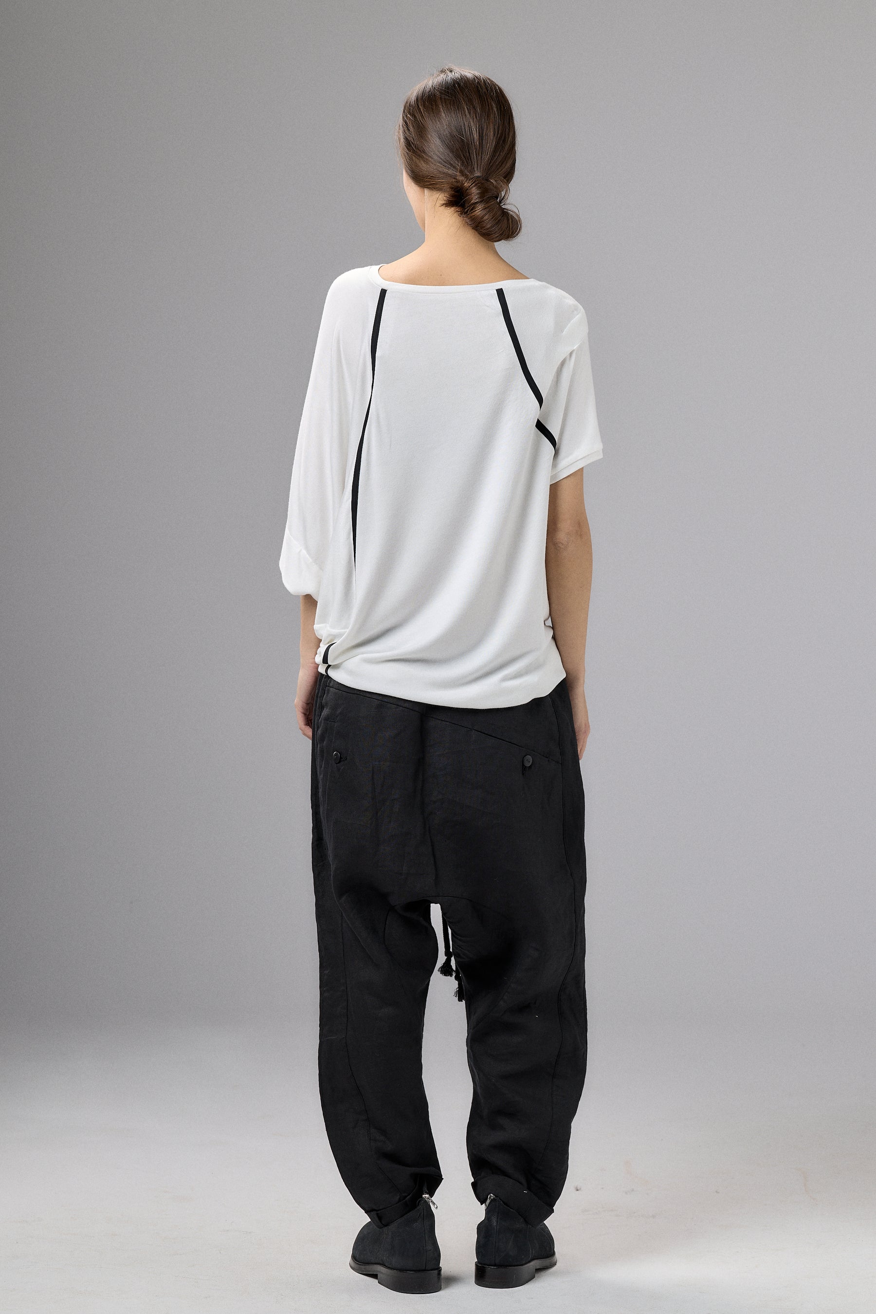 ASYMMETRICAL DRAPED OFF-WHITE BLOUSE