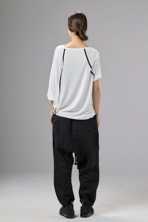 ASYMMETRICAL DRAPED OFF-WHITE BLOUSE
