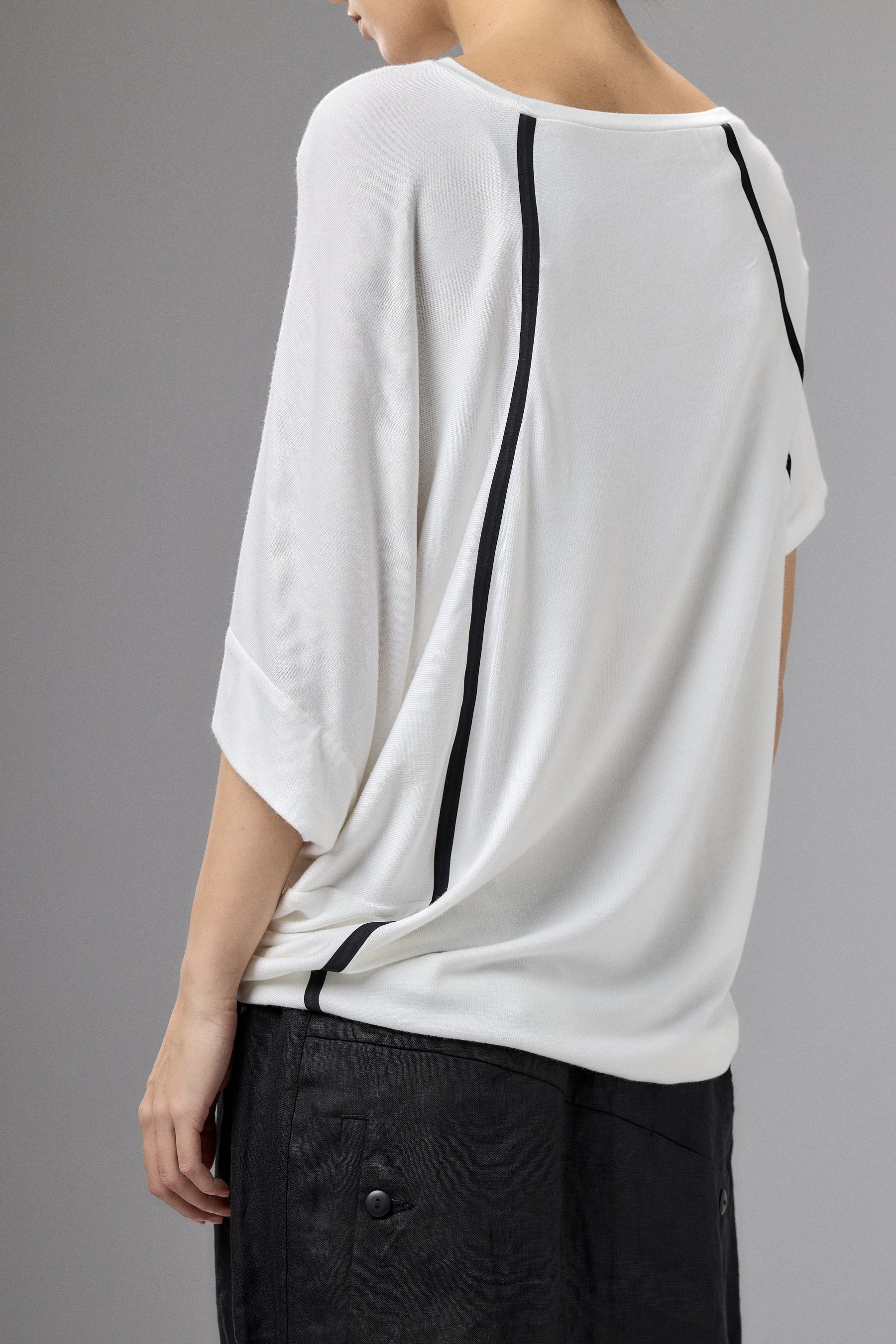 ASYMMETRICAL DRAPED OFF-WHITE BLOUSE