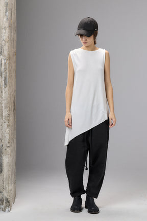 OFF WHITE DRAPE SLEEVELESS SHIRT