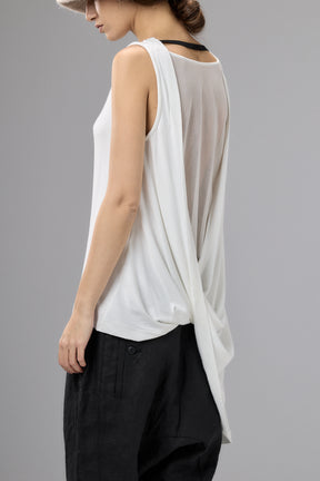 OFF WHITE DRAPE SLEEVELESS SHIRT