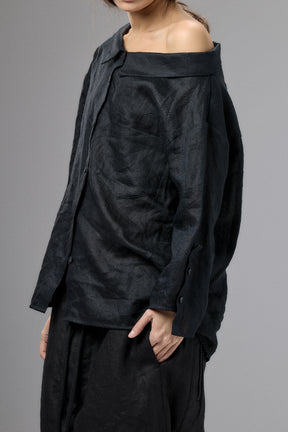 OFF SHOULDER BLACK LINEN SHIRT