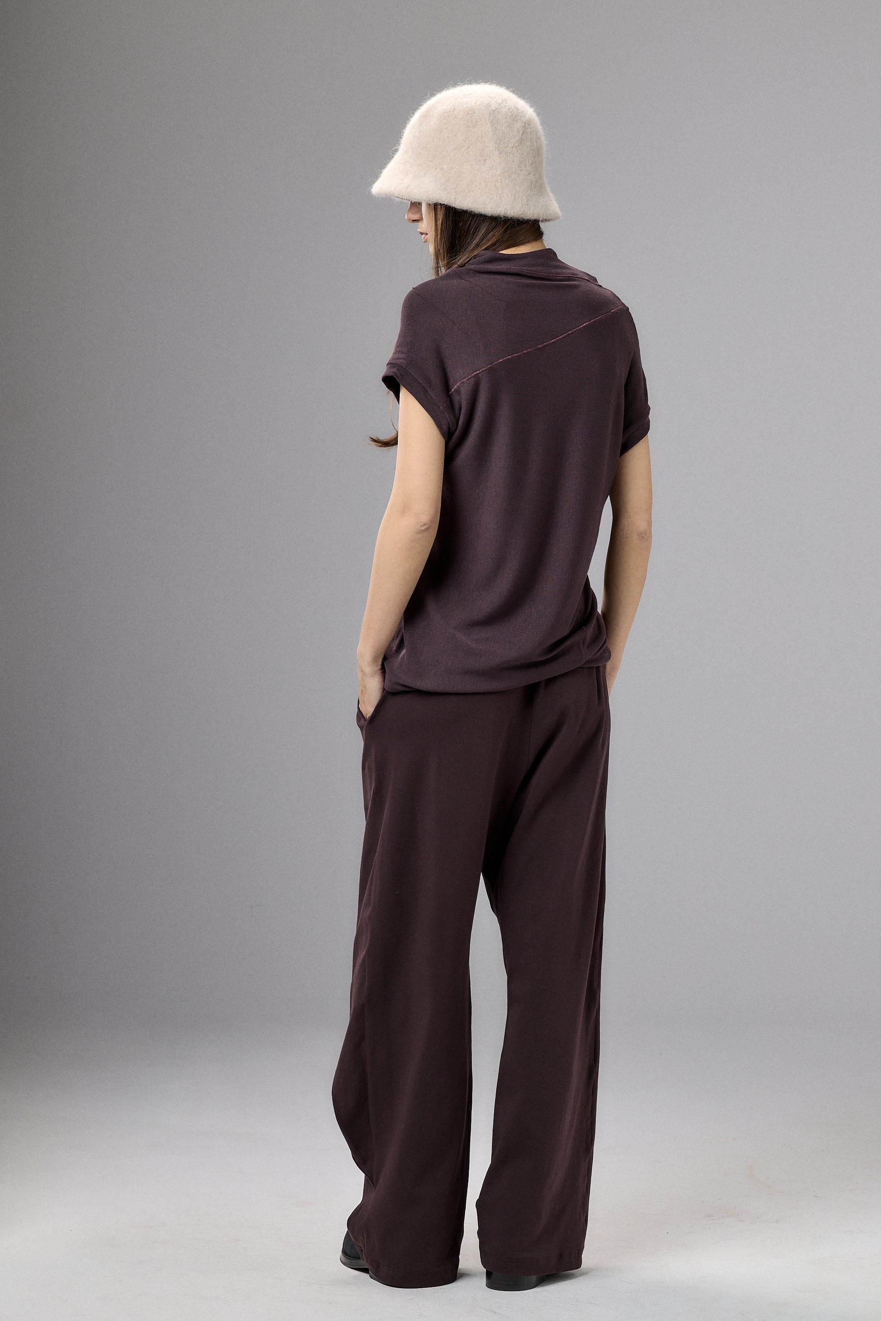 MUTED BLUE MINIMALIST CAP SLEEVED TOP