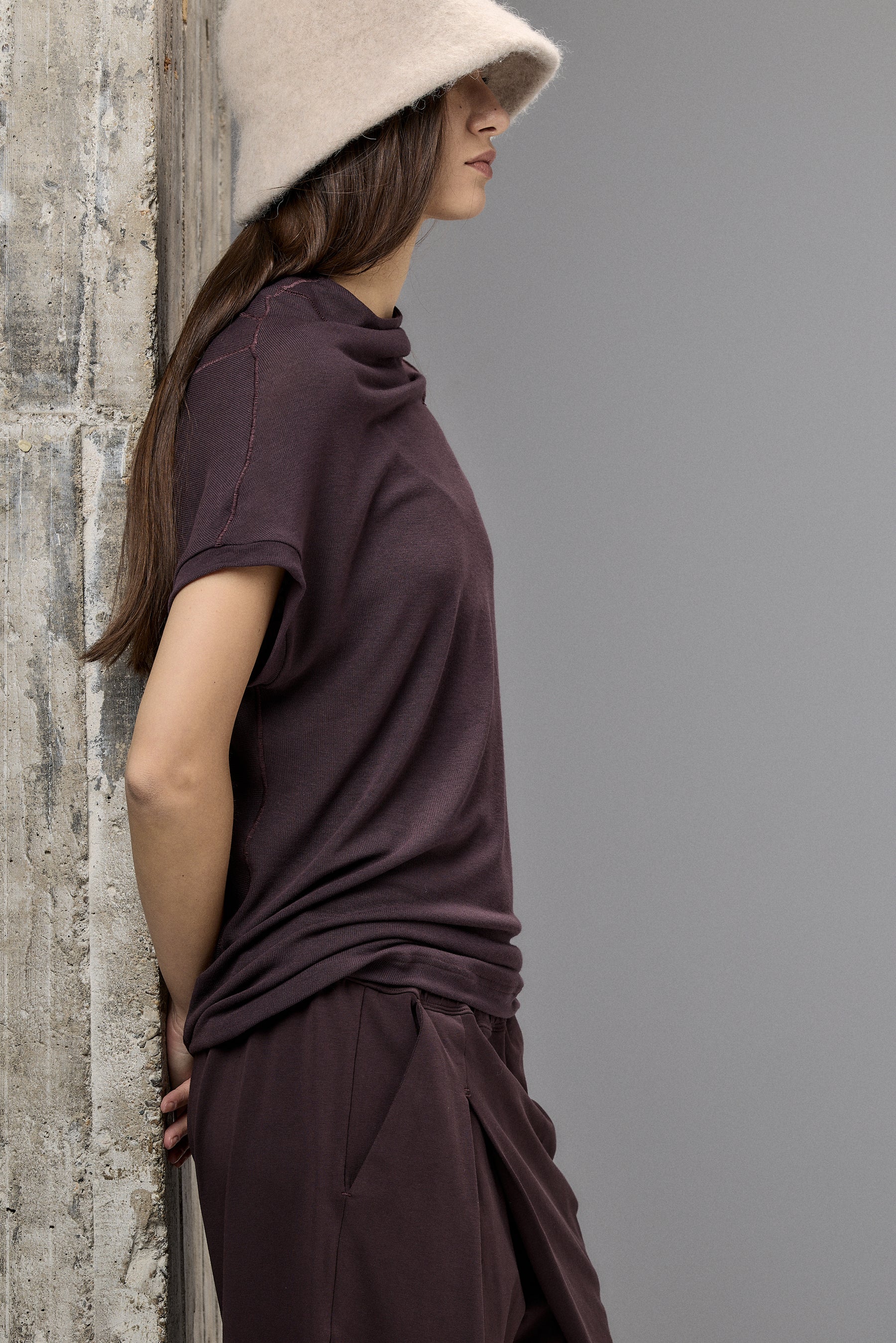 MUTED BLUE MINIMALIST CAP SLEEVED TOP