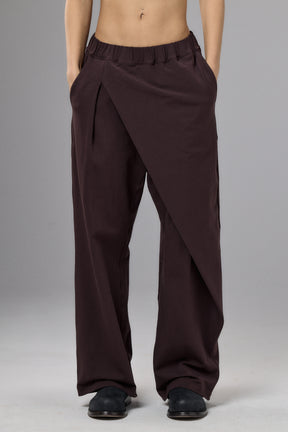BLACK ASYMMETRICAL WRAP PANTS
