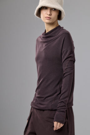 BROWN GRAY MINIMALIST LONG SLEEVE TOP
