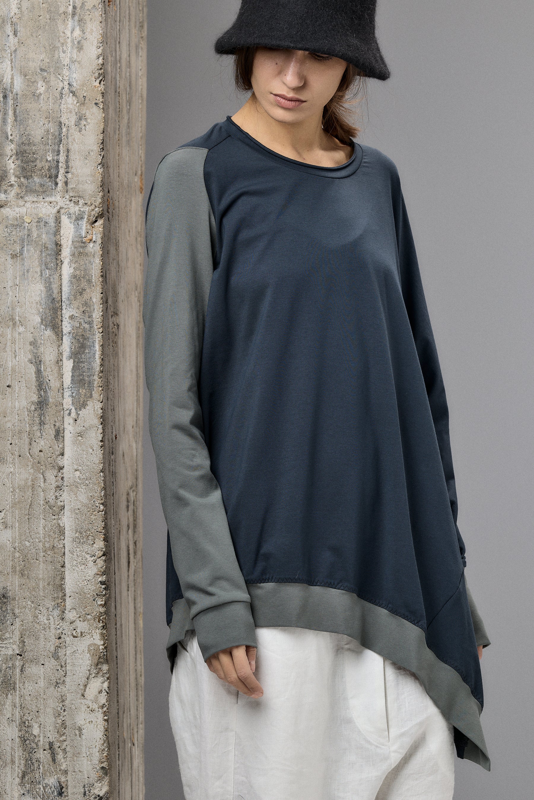 ASYMMETRICAL TUNIC TOP - TWO COLORS
