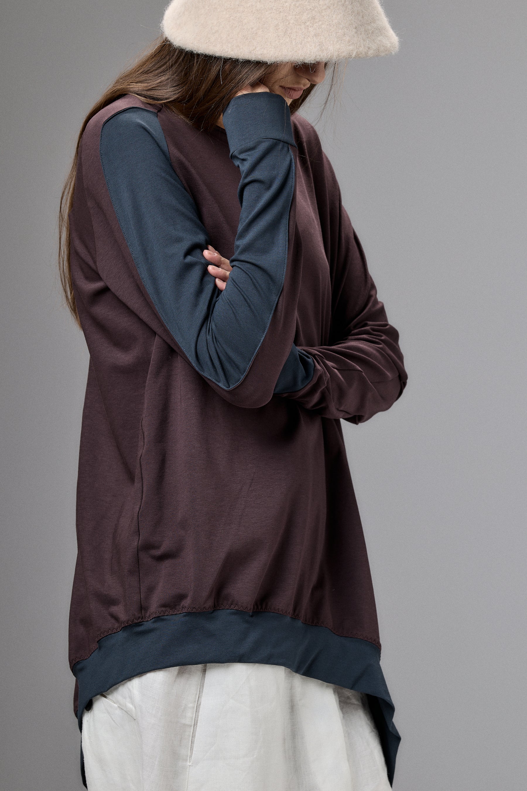ASYMMETRICAL TUNIC TOP - TWO COLORS