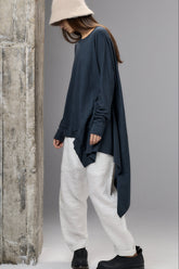 ASYMMETRICAL MUTED BLUE TUNIC TOP