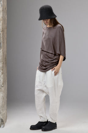 ASYMMETRICAL DRAPED BROWN-GRAY BLOUSE