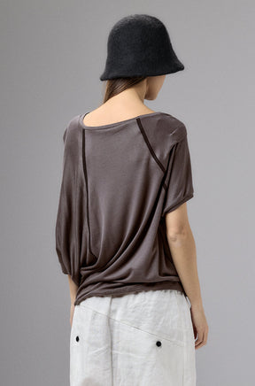 ASYMMETRICAL DRAPED OFF-WHITE BLOUSE
