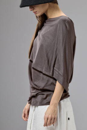 ASYMMETRICAL DRAPED BLACK BLOUSE