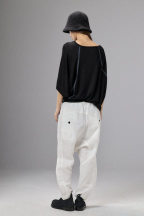 ASYMMETRICAL DRAPED BLACK BLOUSE