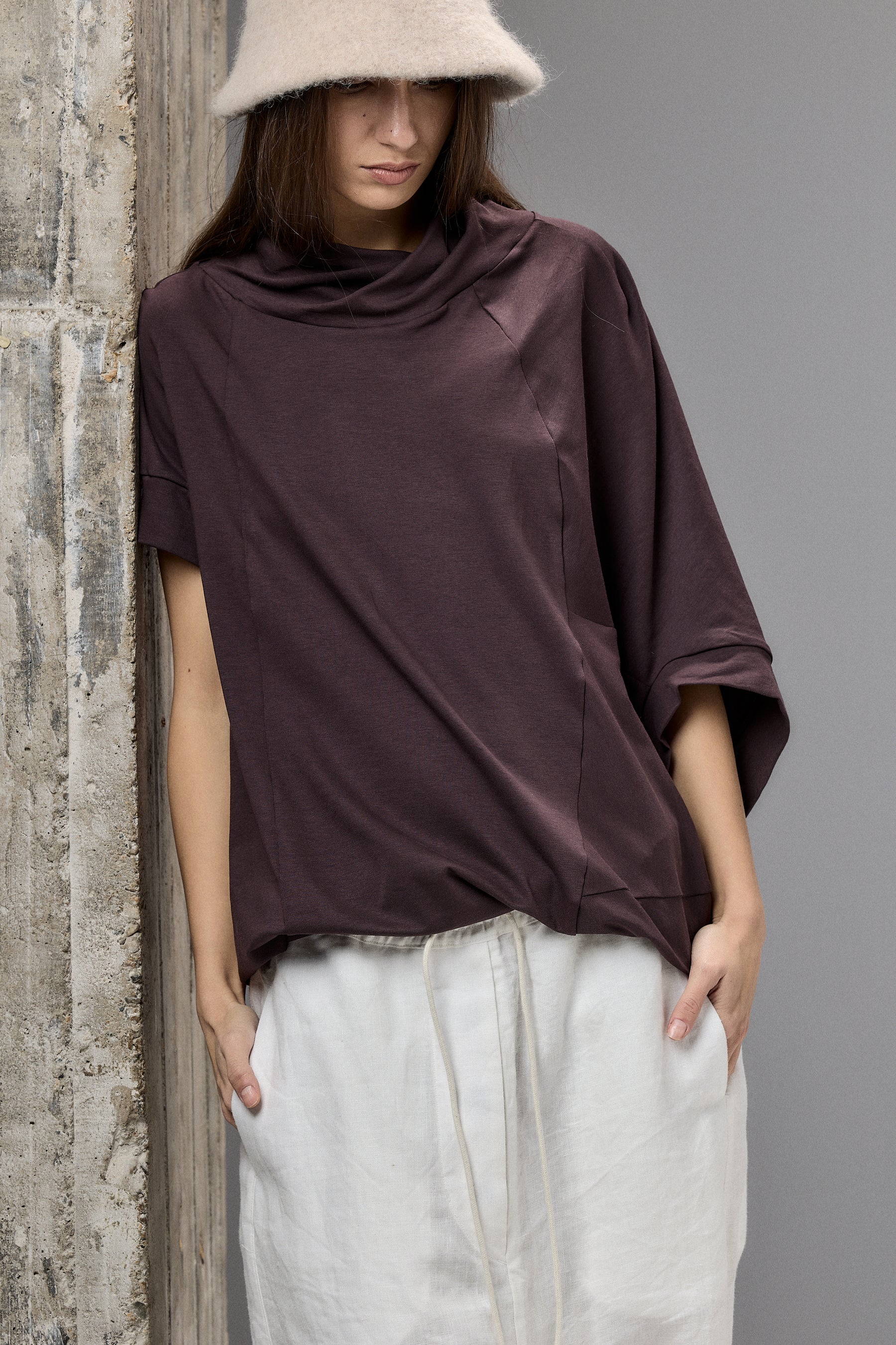 ASYMMETRICAL SLEEVE COTTON BLOUSE