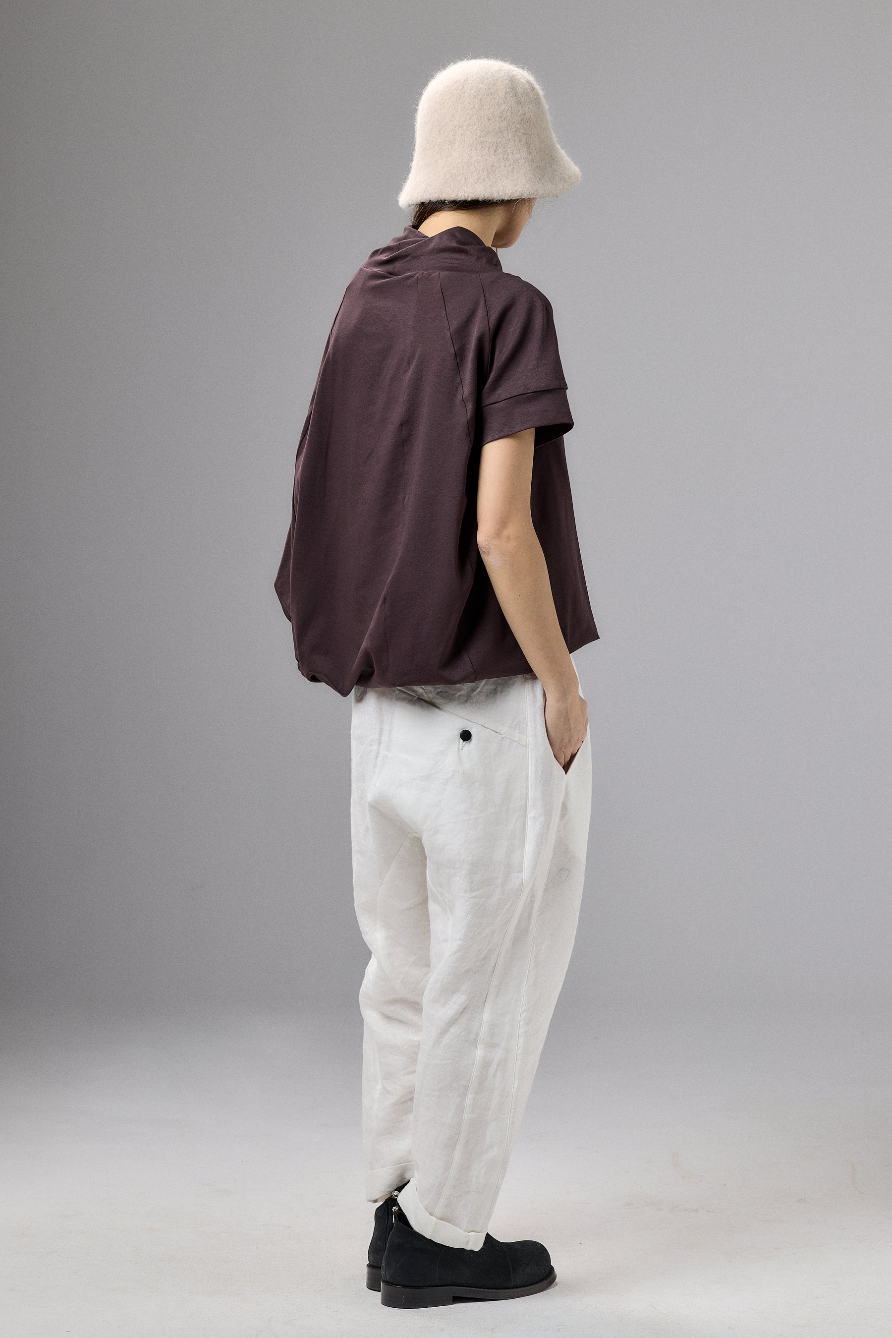 ASYMMETRICAL SLEEVE COTTON BLOUSE