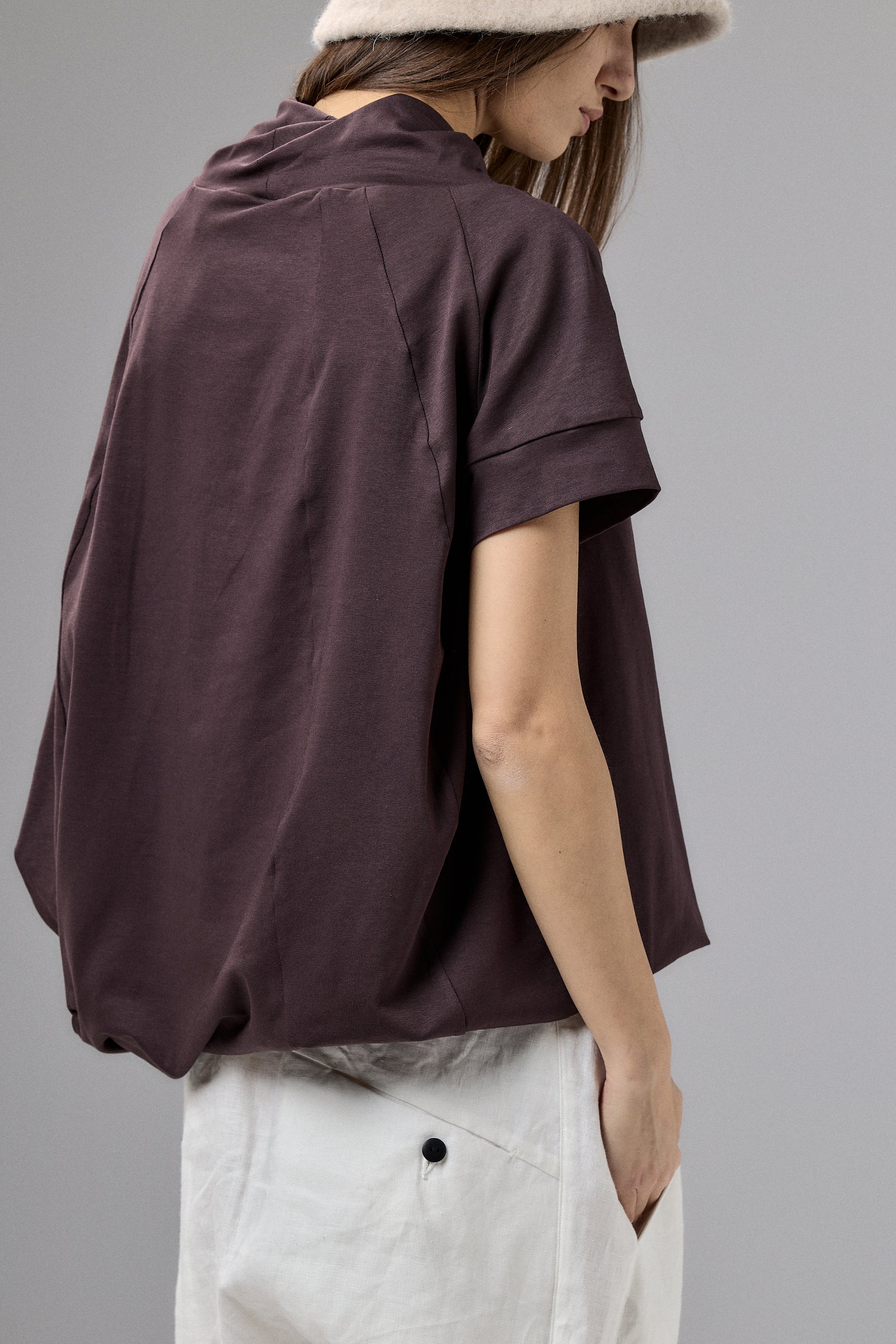 ASYMMETRICAL SLEEVE COTTON BLOUSE