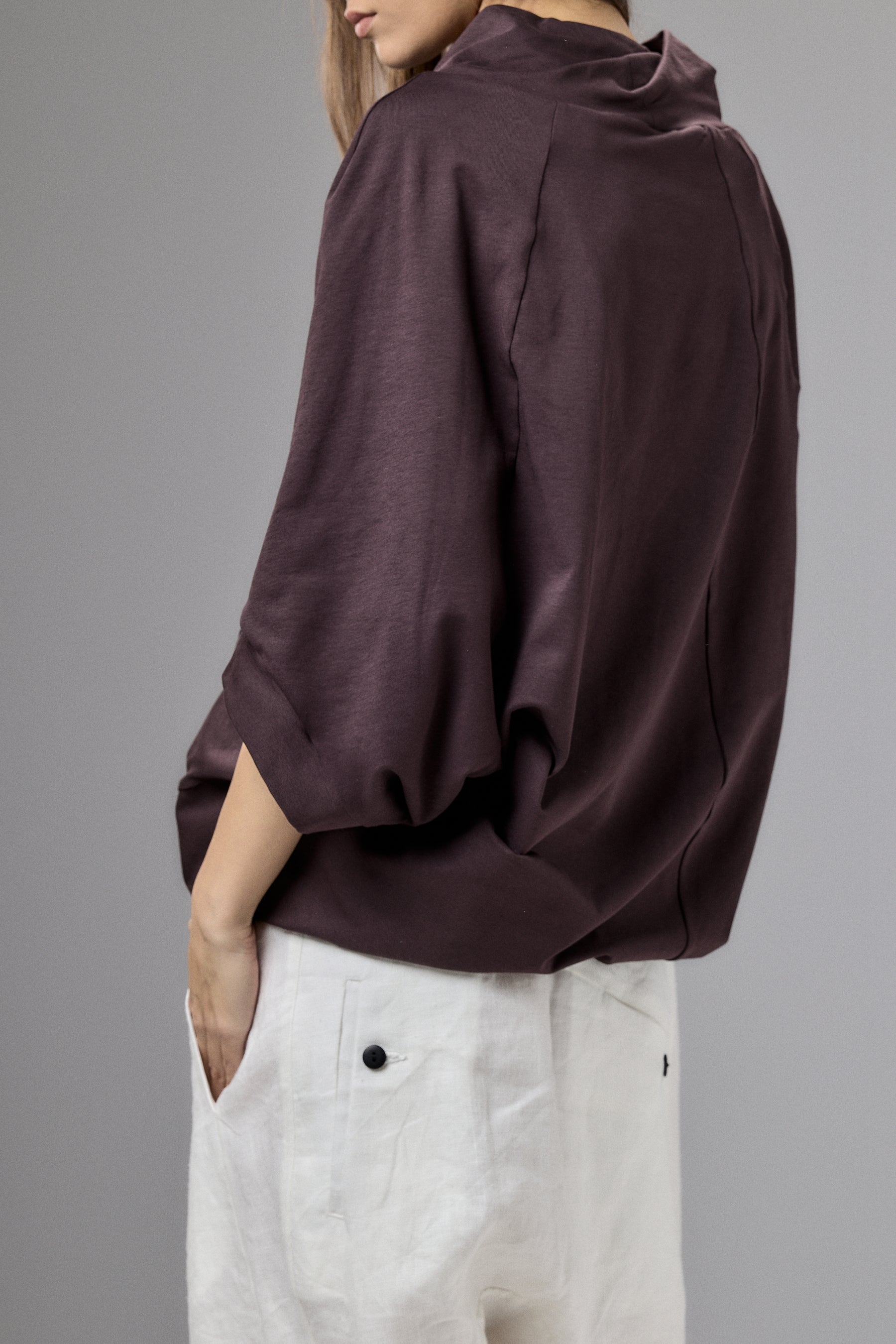 ASYMMETRICAL SLEEVE COTTON BLOUSE