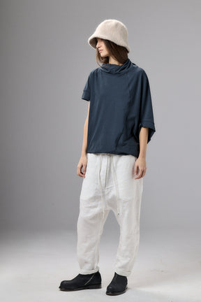 ASYMMETRICAL SLEEVE GRAY COTTON BLOUSE