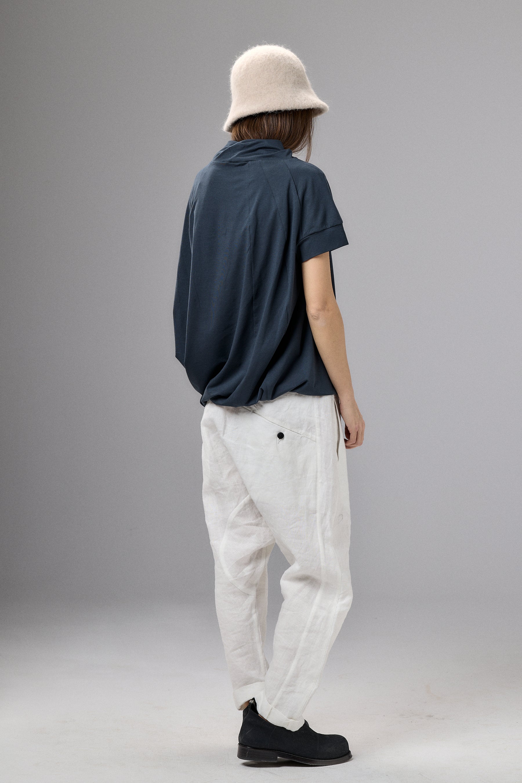 ASYMMETRICAL SLEEVE COTTON BLOUSE