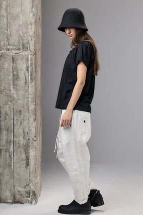 GATHERED NECKLINE SHORT SLEEVE BLACK TOP