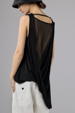 OFF WHITE DRAPE SLEEVELESS SHIRT