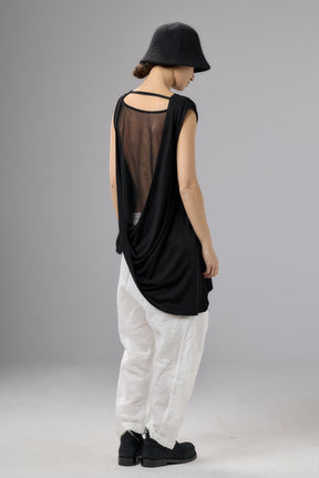 BLACK DRAPE SLEEVELESS SHIRT