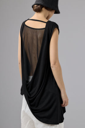 BLACK DRAPE SLEEVELESS SHIRT