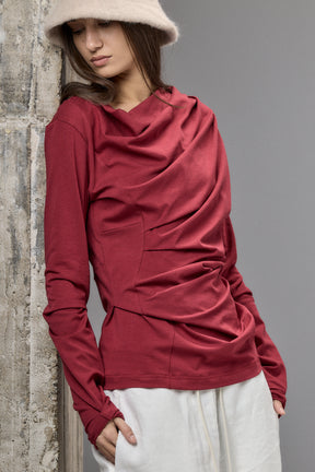 LONG SLEEVE BLACK DRAPE BLOUSE